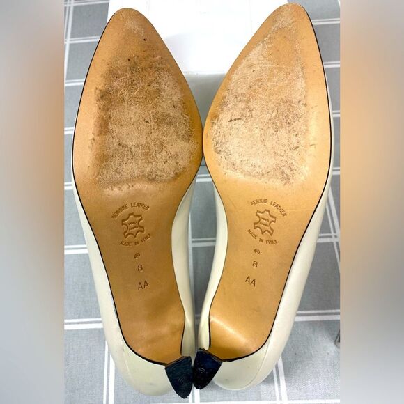 Amalfi Leather Dahlia Porcelain Luster Vtg 80s Womens Slip on Heel Shoe Size 8 - Picture 7 of 9